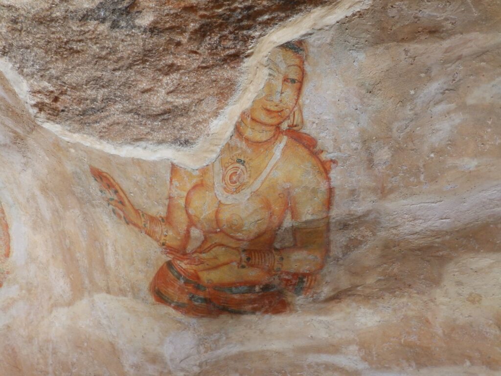Ancient wall paintings of ladies, Known as sigiriya Frescoes