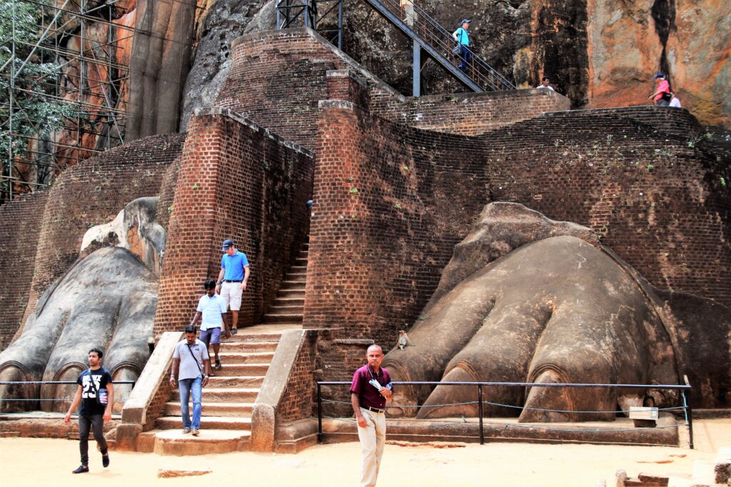 The entrance to Sigiriya, guarded by two massive lion paws